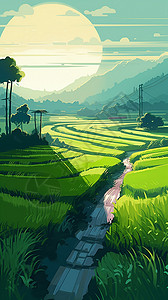 稻田壁纸背景图片