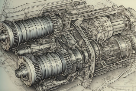 汽车传动系统的手绘草图图片