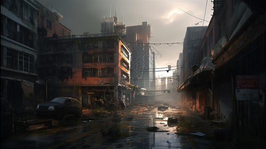 世界末日后的城市街道图片
