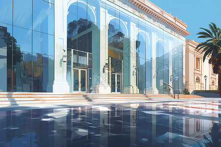 玻璃美术馆建筑背景图片