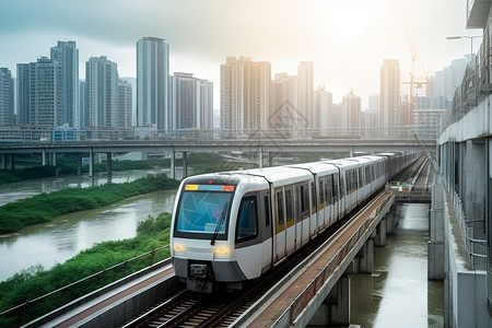 港区轻轨铁路行驶的铁路轻轨背景