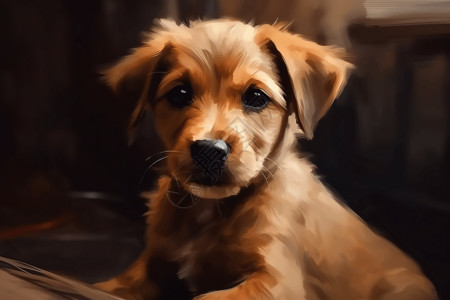 可爱的狗狗油画图片