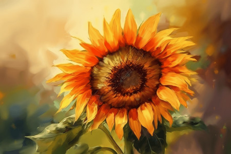 油画风格向日葵背景图片