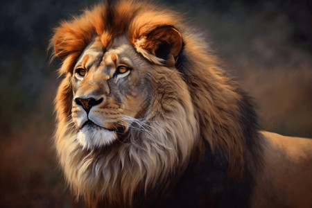 油画风格的狮子肖像背景图片