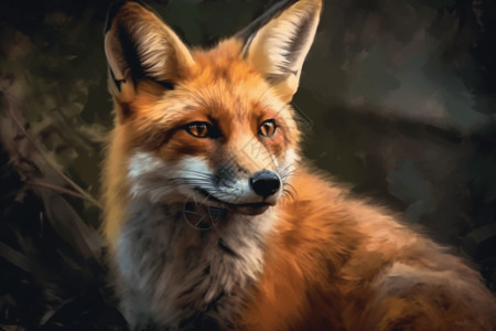 油画风格的狐狸图片