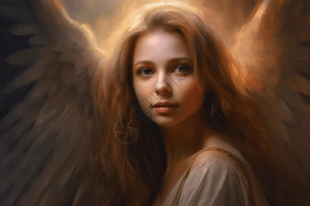 油画风格描绘的天使图片