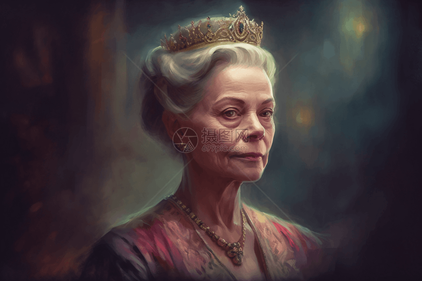 油画风格的老年女王图片