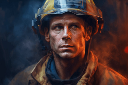 外国装修工人外国消防员肖像插画