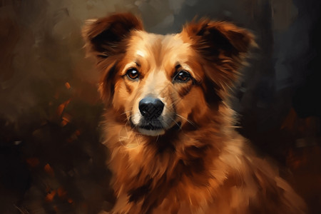 可爱小狗油画背景图片