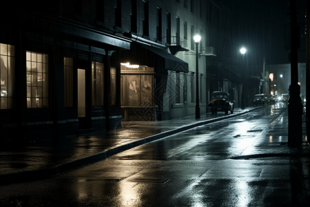 夜晚的城市街道风格图片