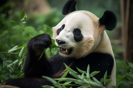 国宝大熊猫吃竹笋图片