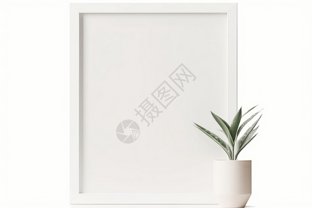 白色相框和植物背景图片