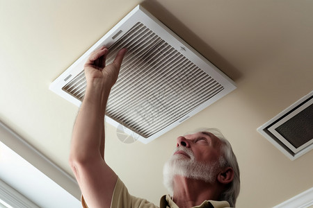 中央空调安装老人在维修空调设计图片