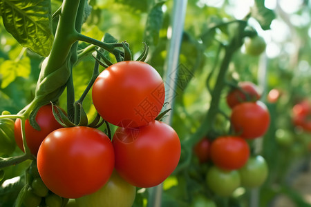 温室的西红柿蔬菜高清图片素材