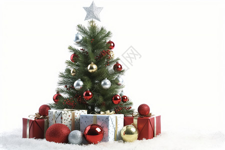 圣诞装饰和礼物盒背景图片