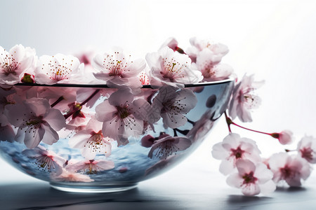 装满酱料的碗美味的樱花和碗设计图片