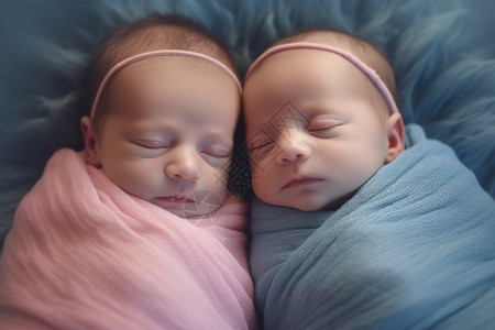 双胞胎婴儿两个月高清图片素材