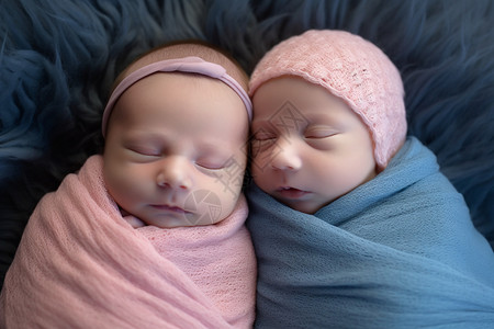可爱的双胞胎婴儿两个月高清图片素材
