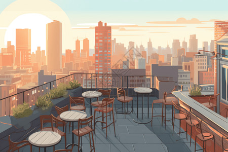 屋顶酒吧和餐厅背景图片
