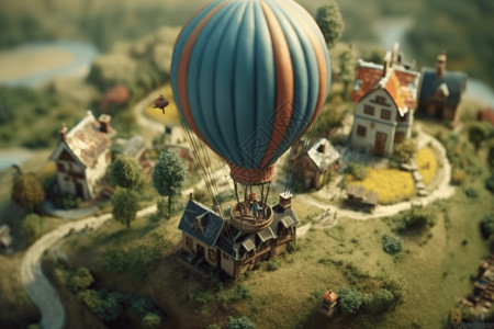 乡村中的热气球图片