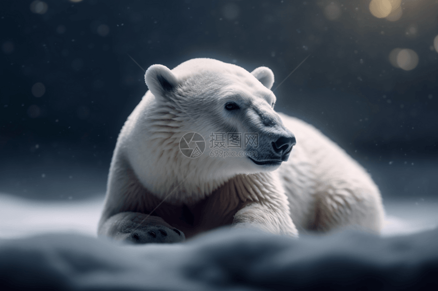 雪地中的北极熊图片