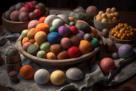彩色的食物羊毛毡苹果高清图片