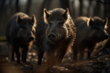 森林放养养殖猪图片
