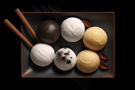 褐色巧克力球彩色冰激凌球设计图片