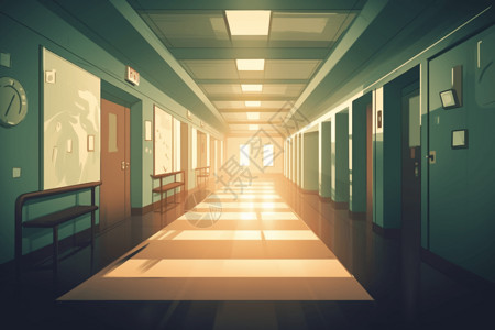 落日笼罩的走廊背景图片