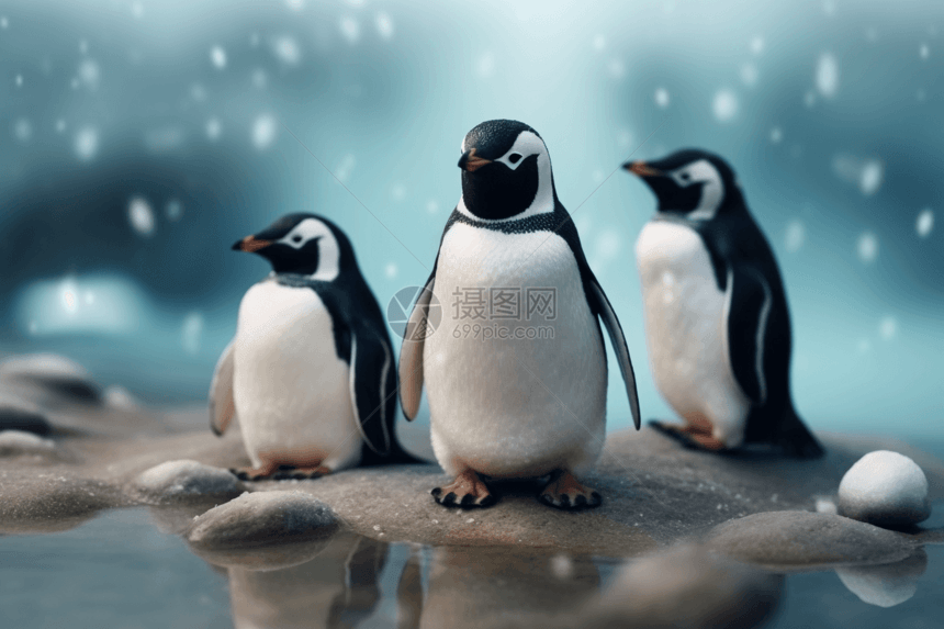 冰雪世界的企鹅图片