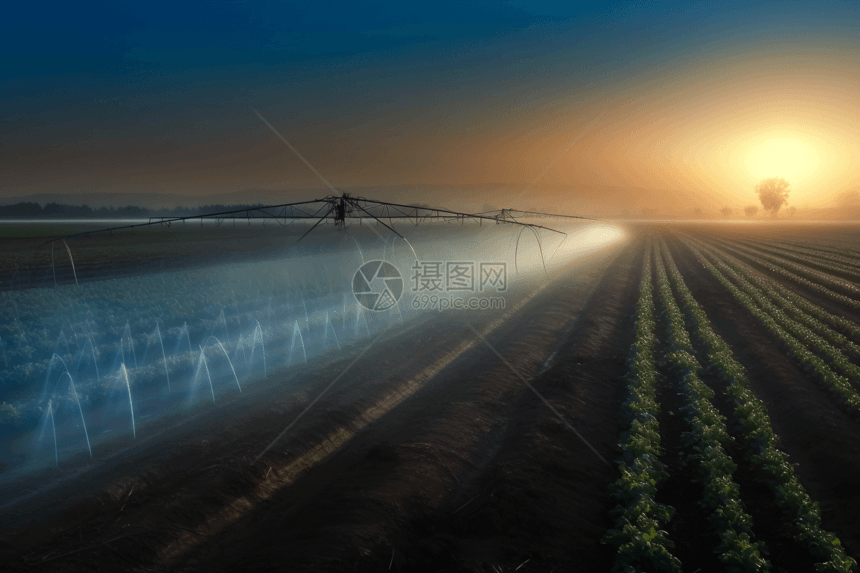 农场自动灌溉系统3D概念图图片