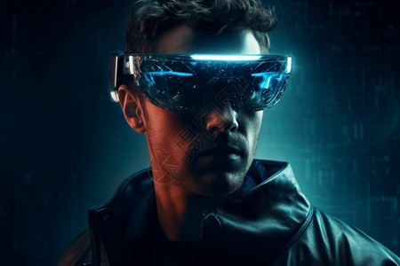 高科技领域戴着AR眼镜的男人图背景图片