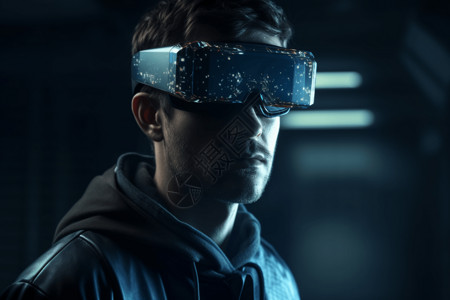 高科技领域戴着AR眼镜的男人背景图片
