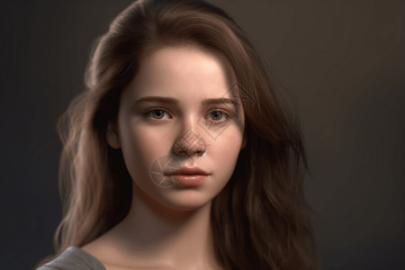 美丽年轻女子一名年轻女子的3D肖像概念图设计图片