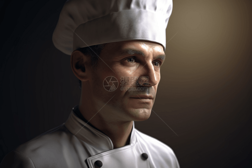 厨师的3D肖像概念图图片