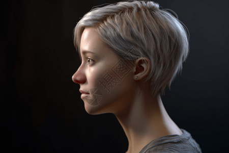 灰色肖像真实人物肖像3D概念图设计图片