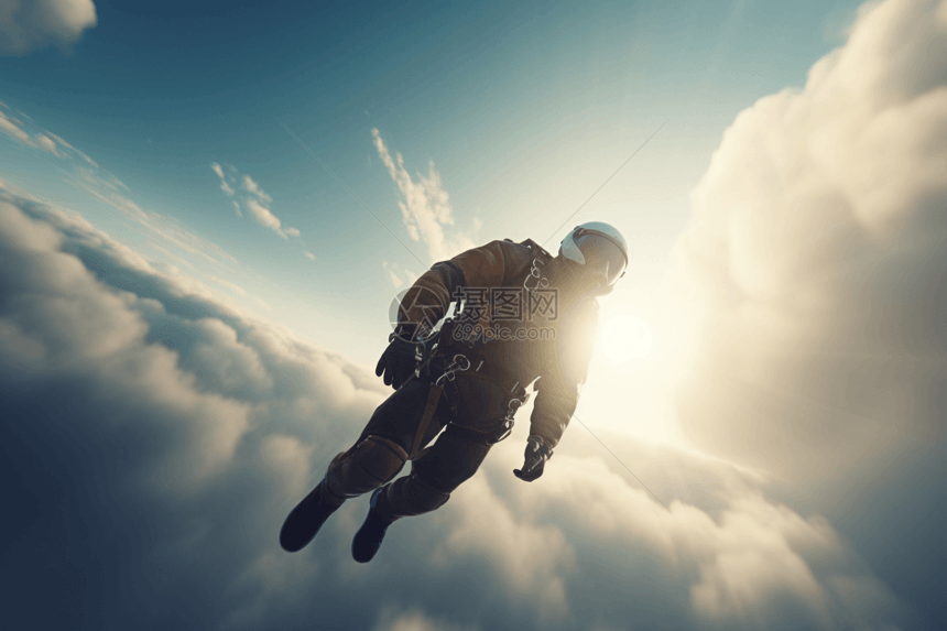 跳伞运动员在空中自由落体图图片