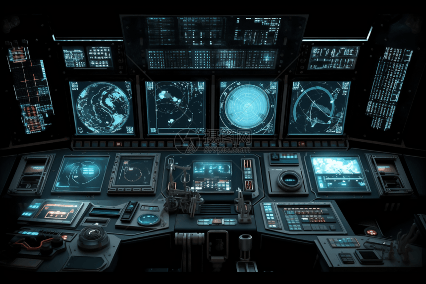 航天器虚拟控制面板3D概念图图片