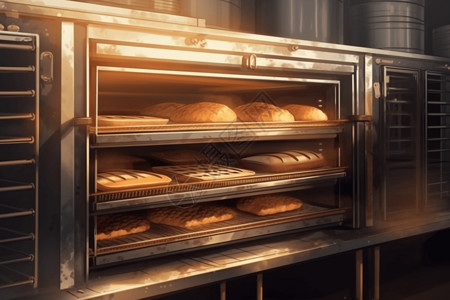 甜品面包烘焙烤箱创意插图图片
