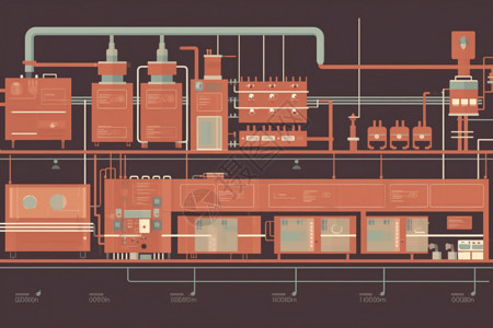 食品工厂烹饪区的创意插图背景图片