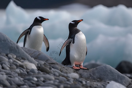 寒冷的南极半岛的企鹅图片