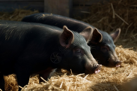 黑猪在农场图片