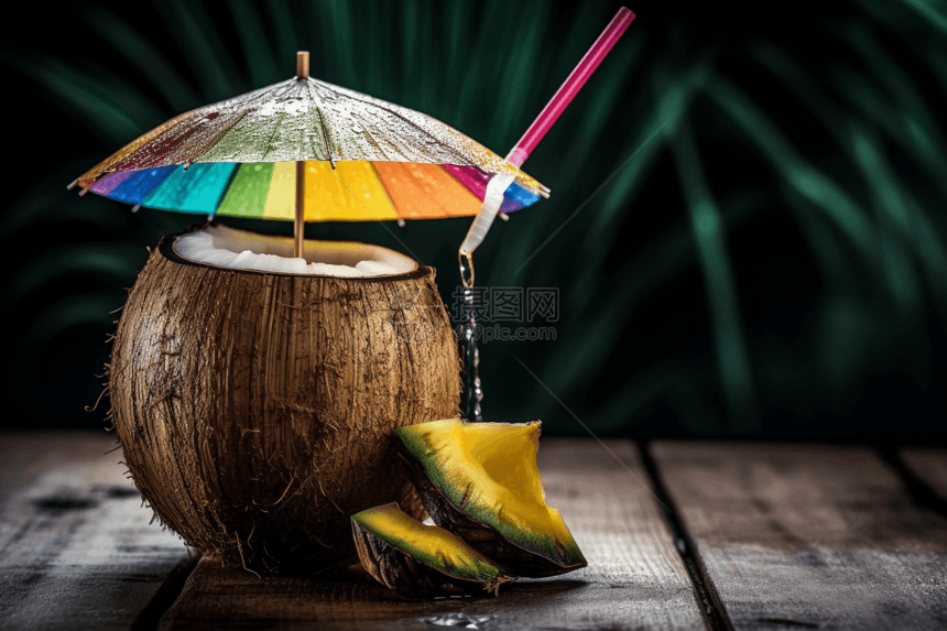 雨伞热带饮料图片
