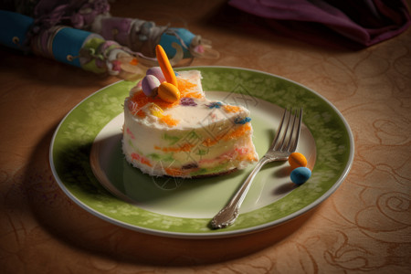 浅色盘子里的蛋糕图片