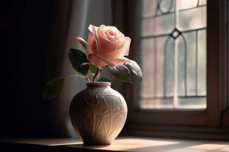 花园玫瑰一朵粉红色玫瑰设计图片
