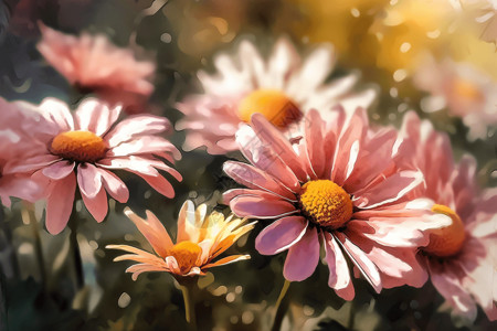 水彩画风格的雏菊背景图片