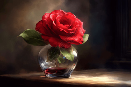 花瓶里一朵红玫瑰图片