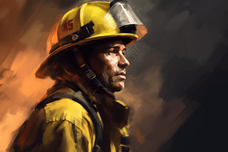 消防员头像油画背景图片