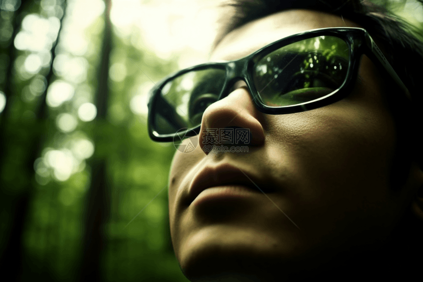 环境保护里戴AR眼镜的人图片图片
