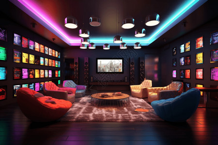 现代家居放映厅概念图背景图片